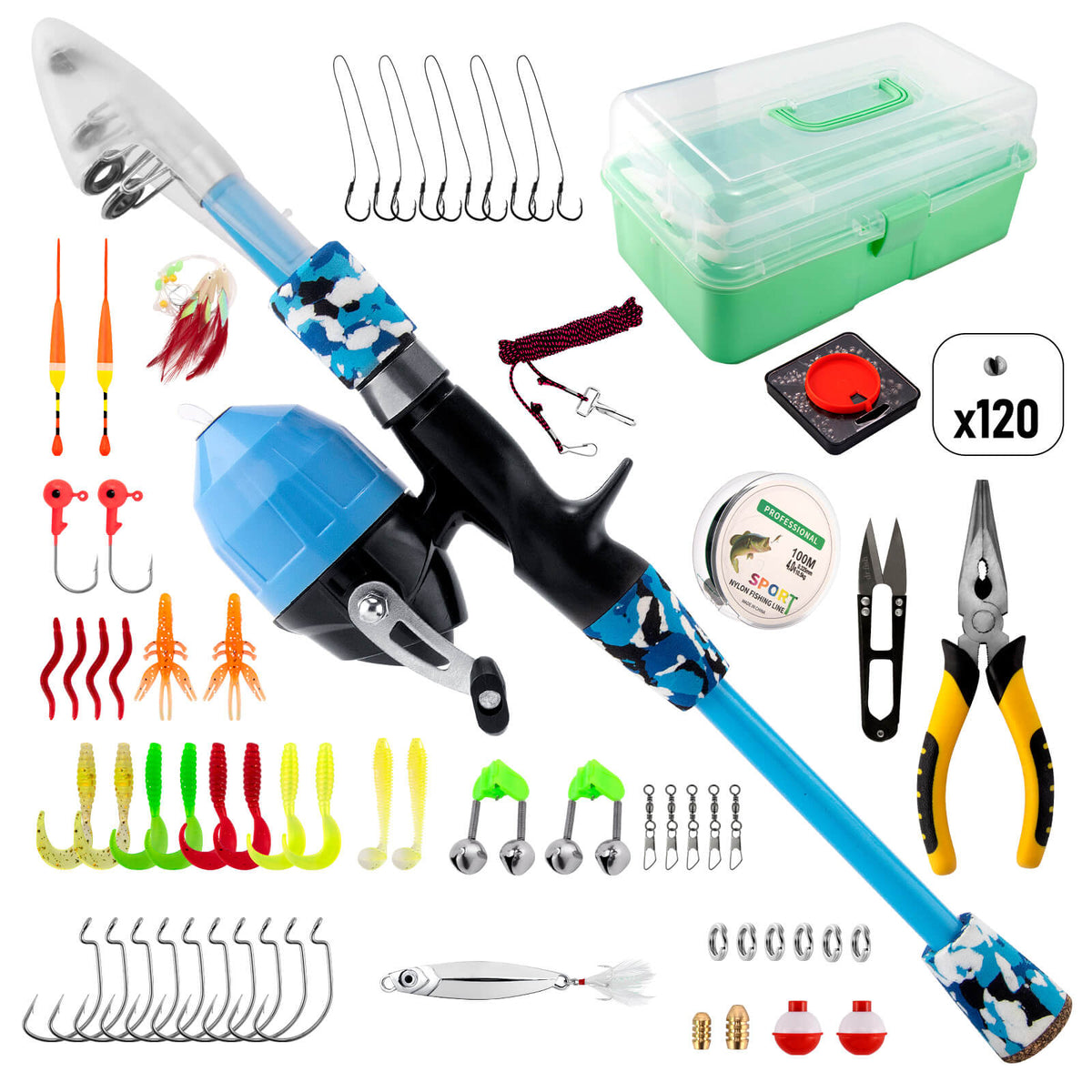 Dr.Fish Kids Fishing Poles Age 4-10 Rod and Reel Combo
