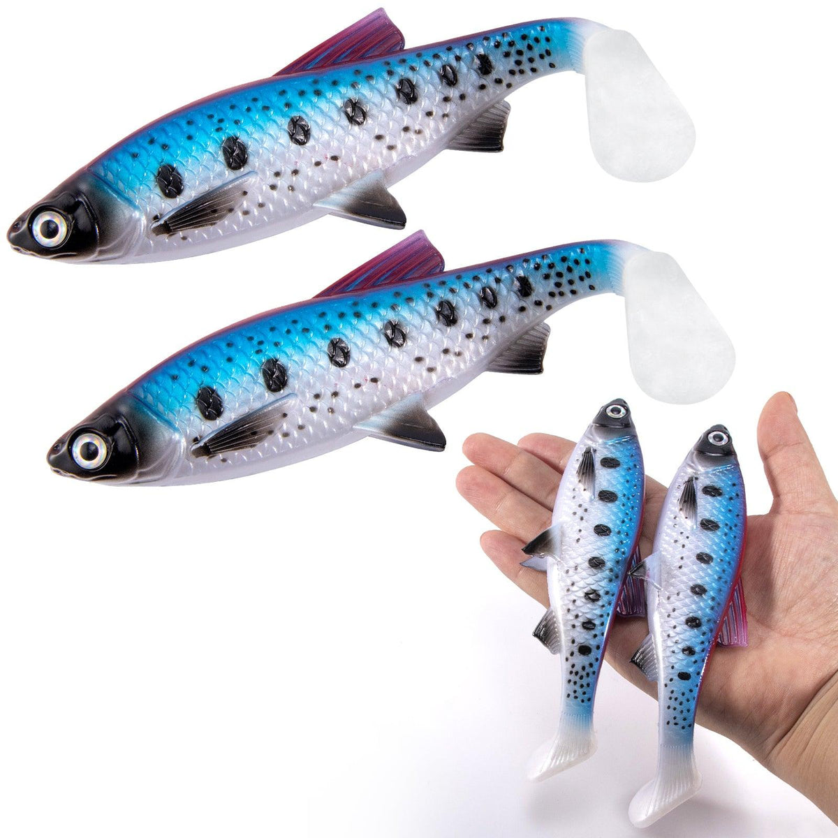 Dr.Fish 2 pcs Large Soft Plastic Paddle Tail  Lures 6.1" - Dr.Fish Tackles