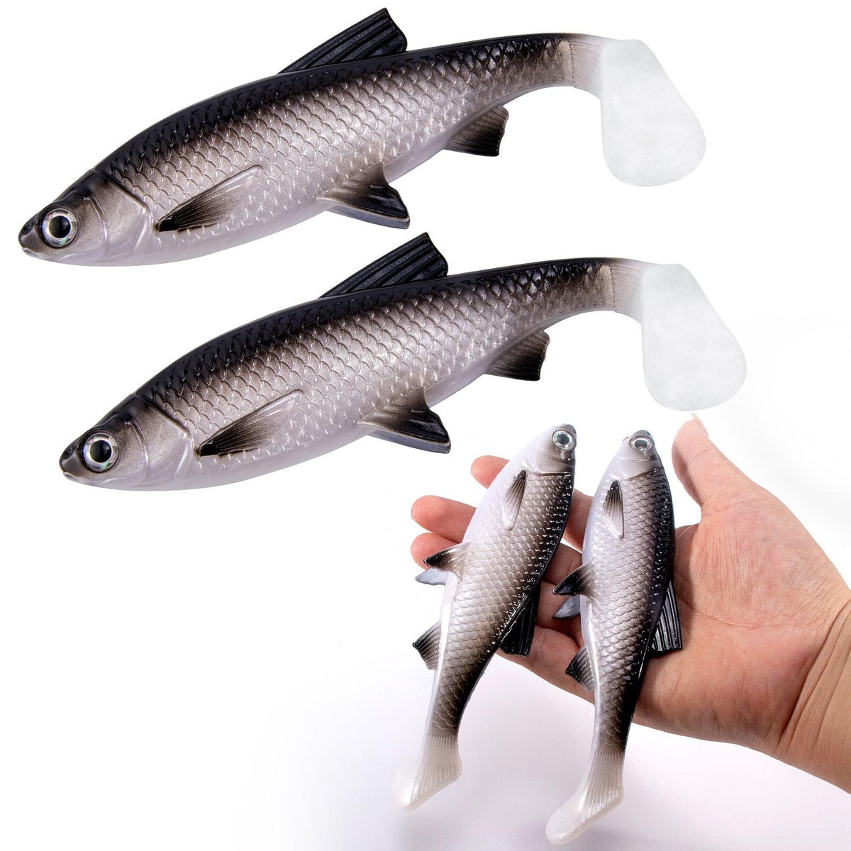 Dr.Fish 2 pcs Large Soft Plastic Paddle Tail  Lures 6.1" - Dr.Fish Tackles