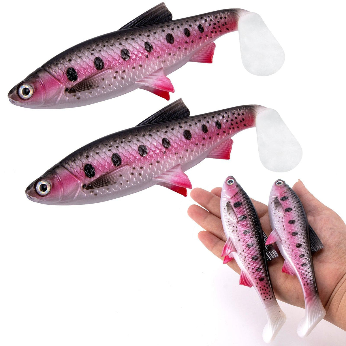 Dr.Fish 2 pcs Large Soft Plastic Paddle Tail  Lures 6.1" - Dr.Fish Tackles