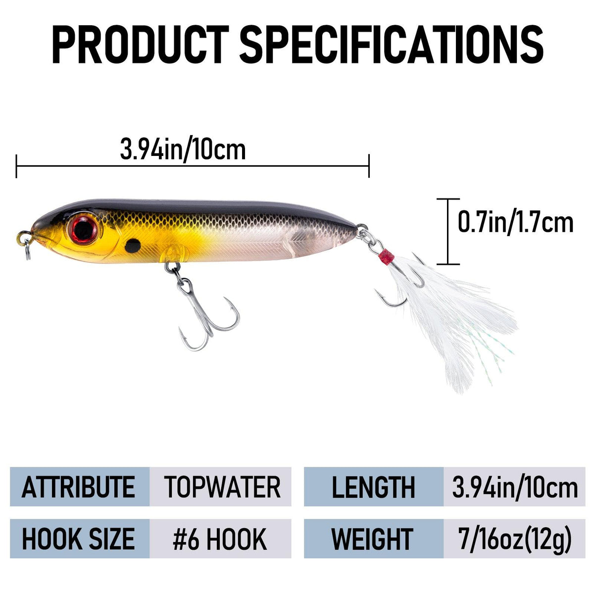 Dr.Fish 3pcs Topwater Fishing Lures 12g 10cm - Dr.Fish Tackles