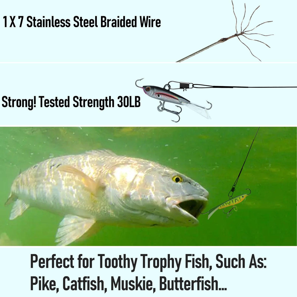 Dr.Fish 50pcs Stainless Steel Wire Leader 40lb 15-25cm - Dr.Fish Tackles