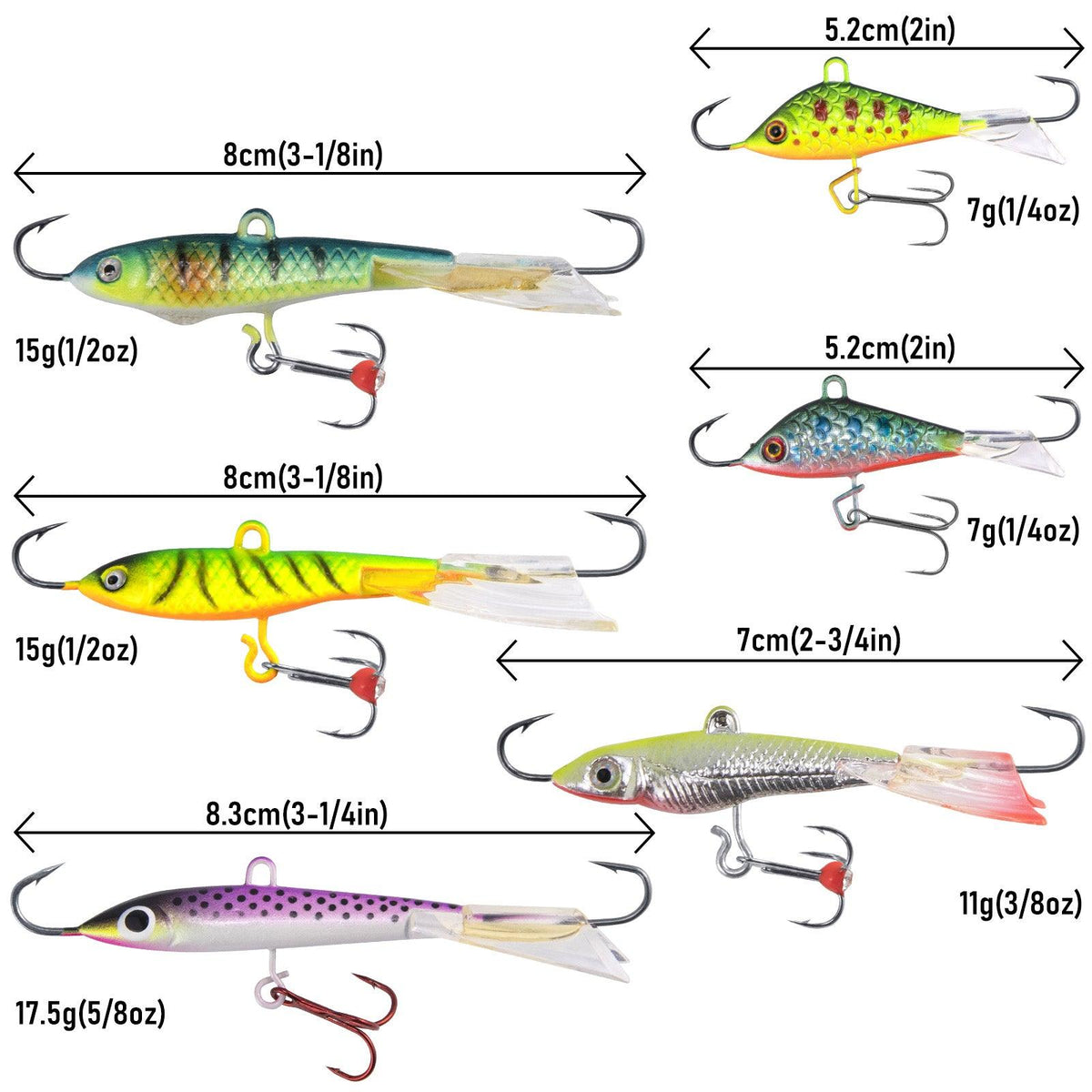 Dr.Fish 6pcs Ice Fishing Jig Lures Kit - Dr.Fish Tackles