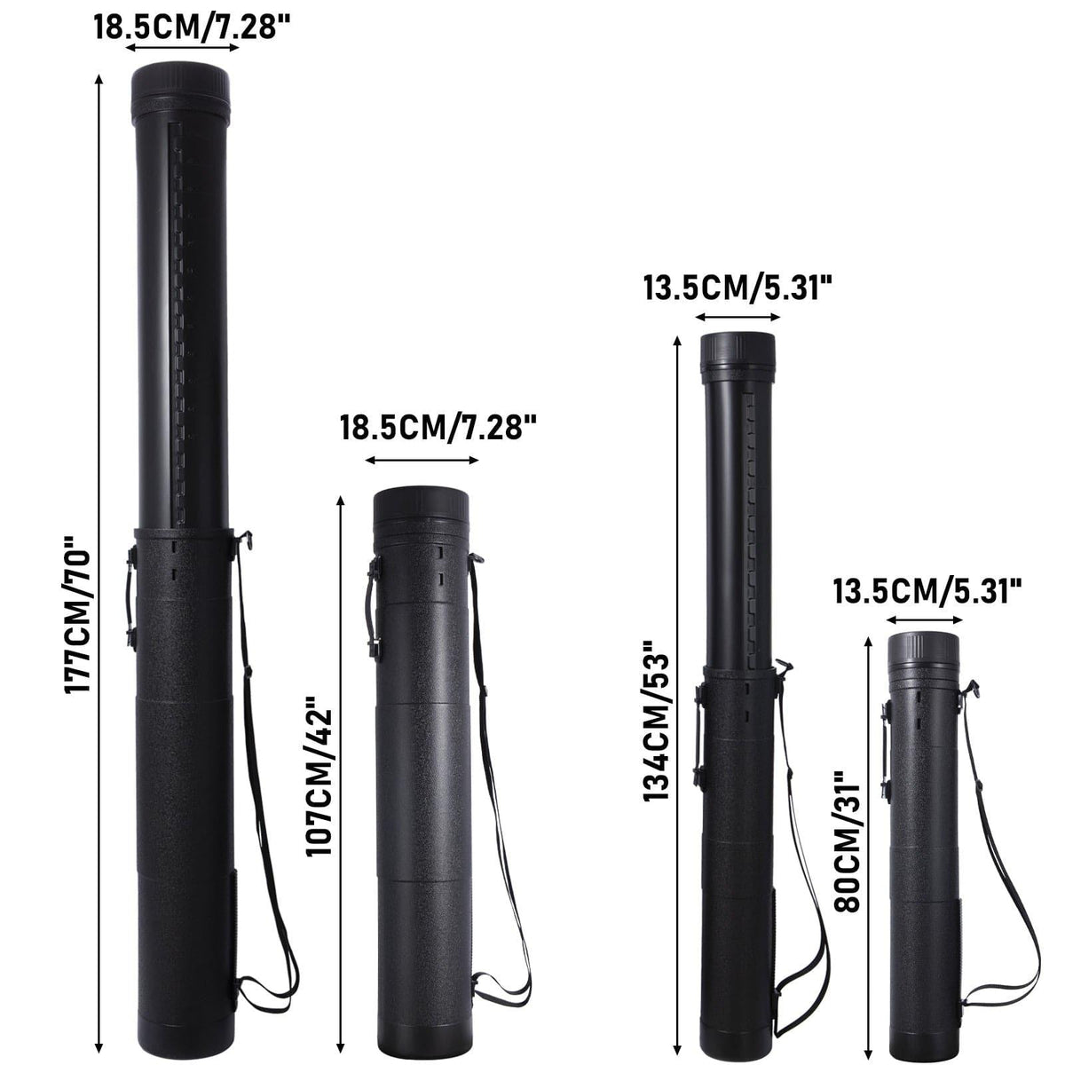 Dr.Fish 2pcs large Telescoping Rod Tube + 6 Wrap Tie Fishing Pole Storage - Dr.Fish Tackles