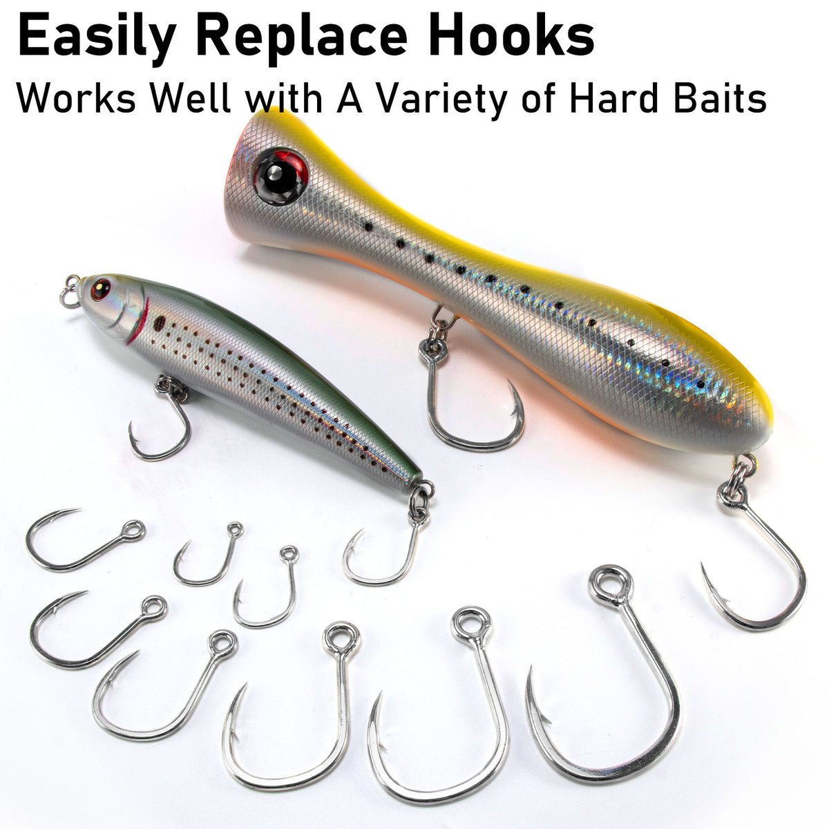 Dr.Fish 10pcs  Inline Single Hooks #1-#9/0