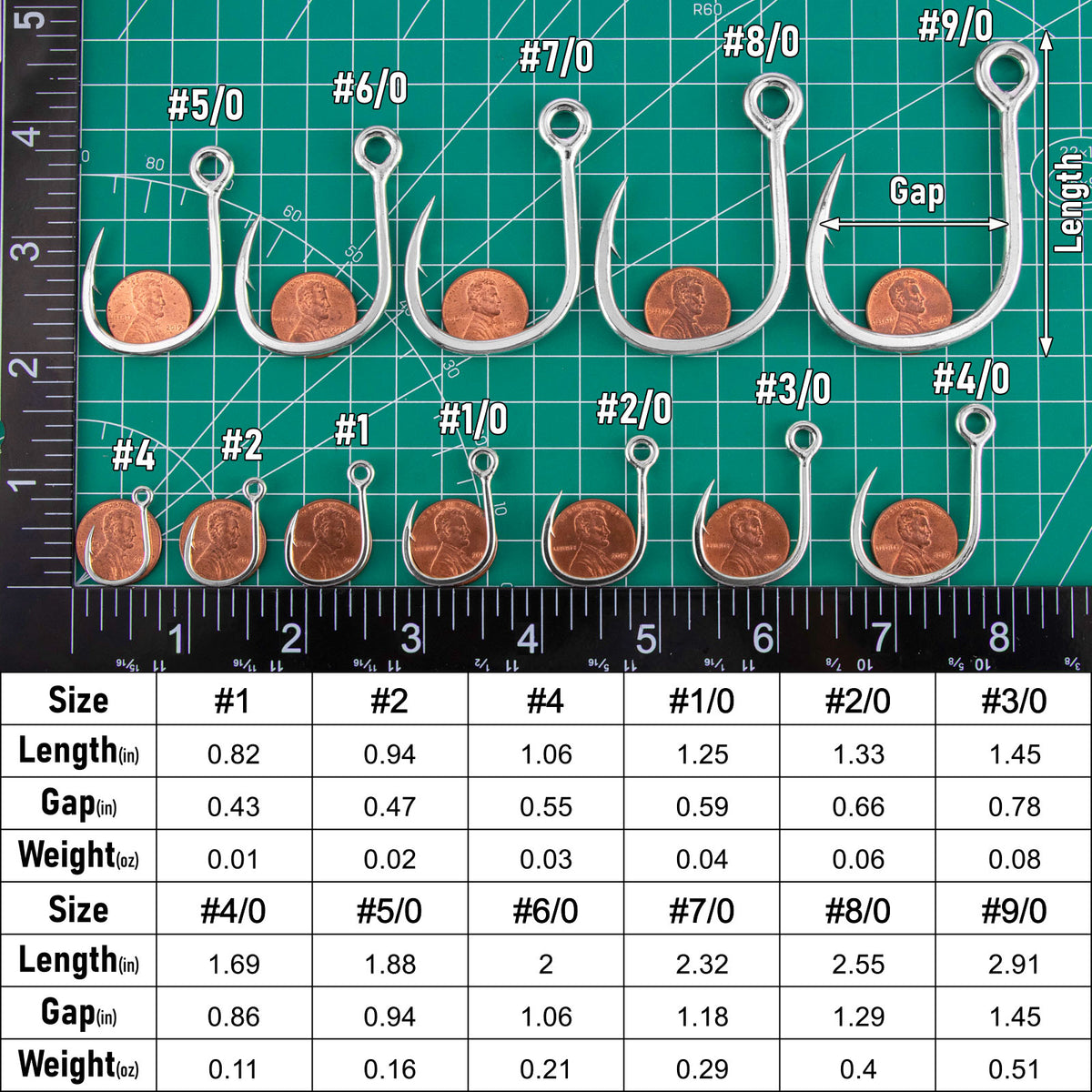 Dr.Fish 10pcs  Inline Single Hooks #1-#9/0