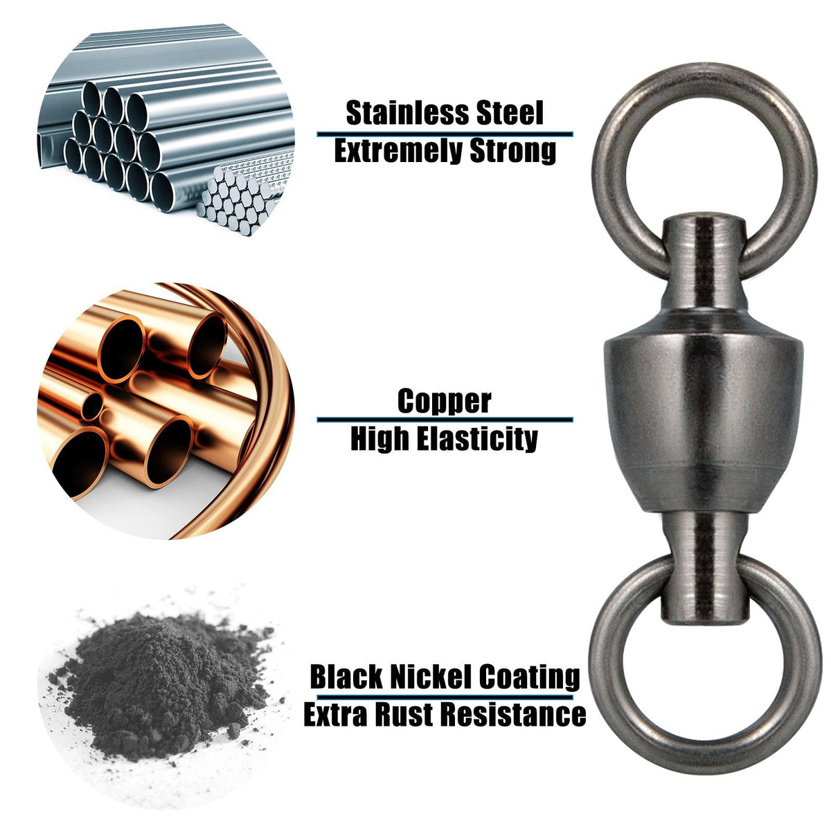Dr.Fish 20/60pcs Ball Bearing Swivels 33-507lb - Dr.Fish Tackles