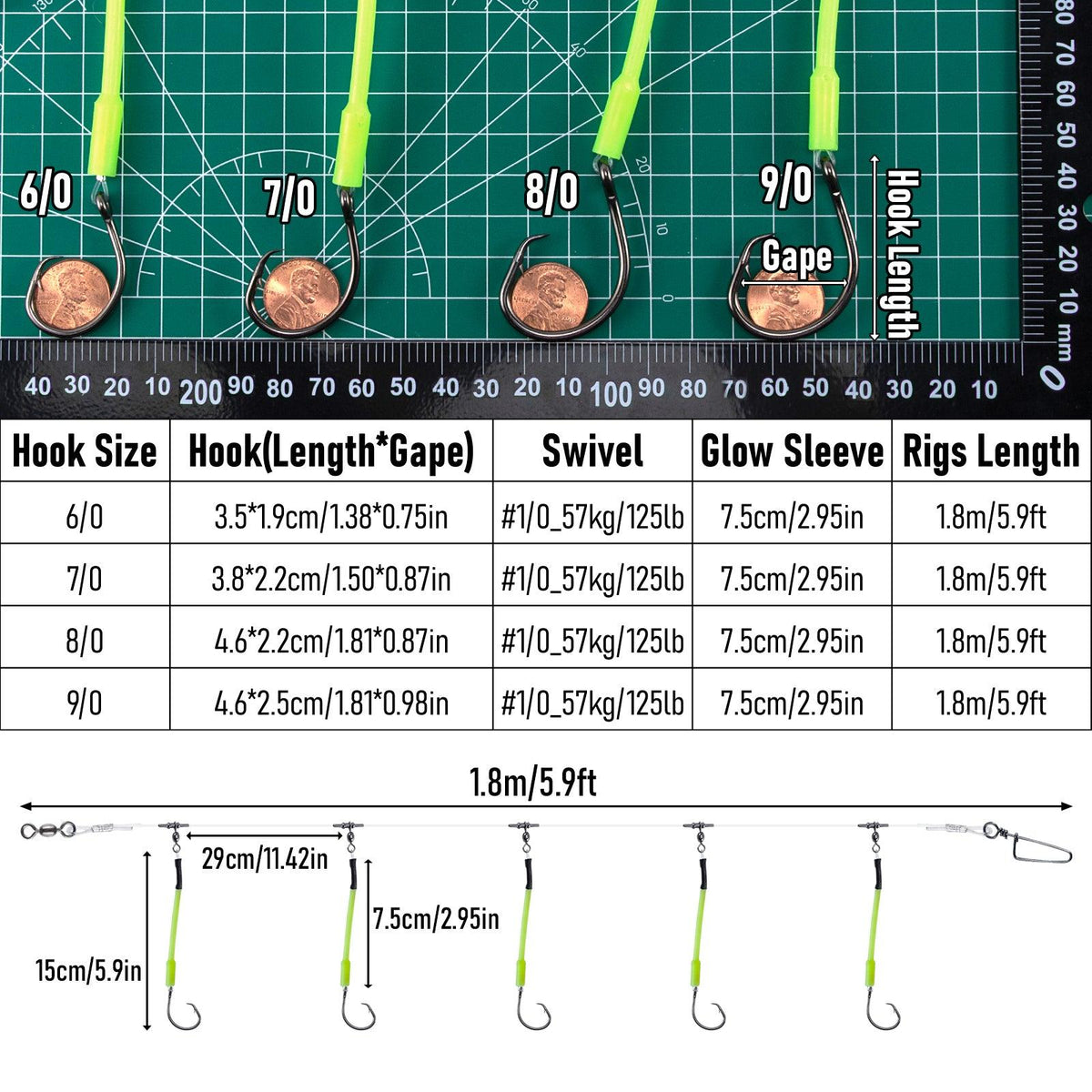 Dr.Fish 2pcs Glow Deep Drop Snapper Rigs 6/0-9/0 - Dr.Fish Tackles