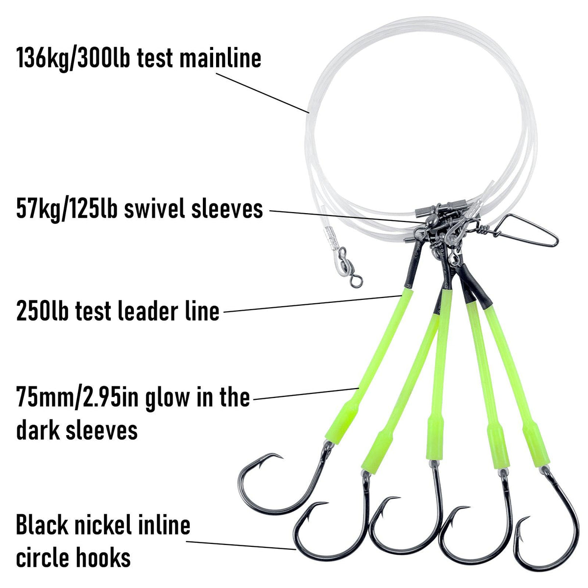 Dr.Fish 2pcs Glow Deep Drop Snapper Rigs 6/0-9/0 - Dr.Fish Tackles