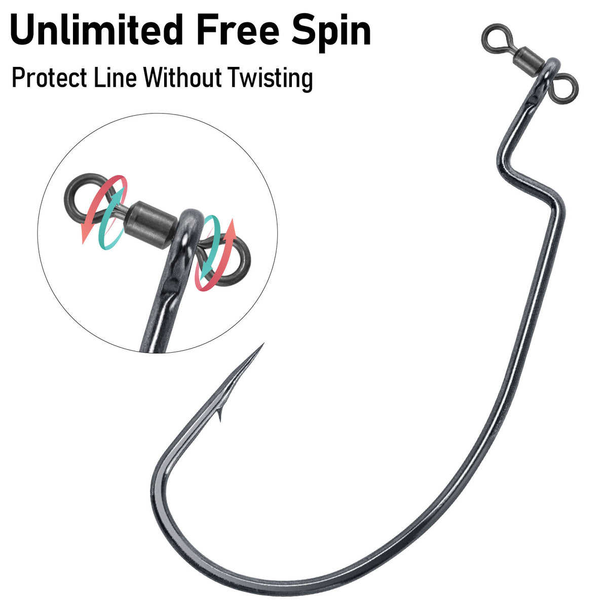 Dr.Fish 30pcs Drop Shot Swivel Hooks EWG Hooks #4-#5/0
