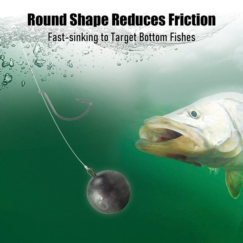 Dr.Fish 3/5pcs Fishing Round Ball Lead Sinkers 1-16oz - Dr.Fish Tackles