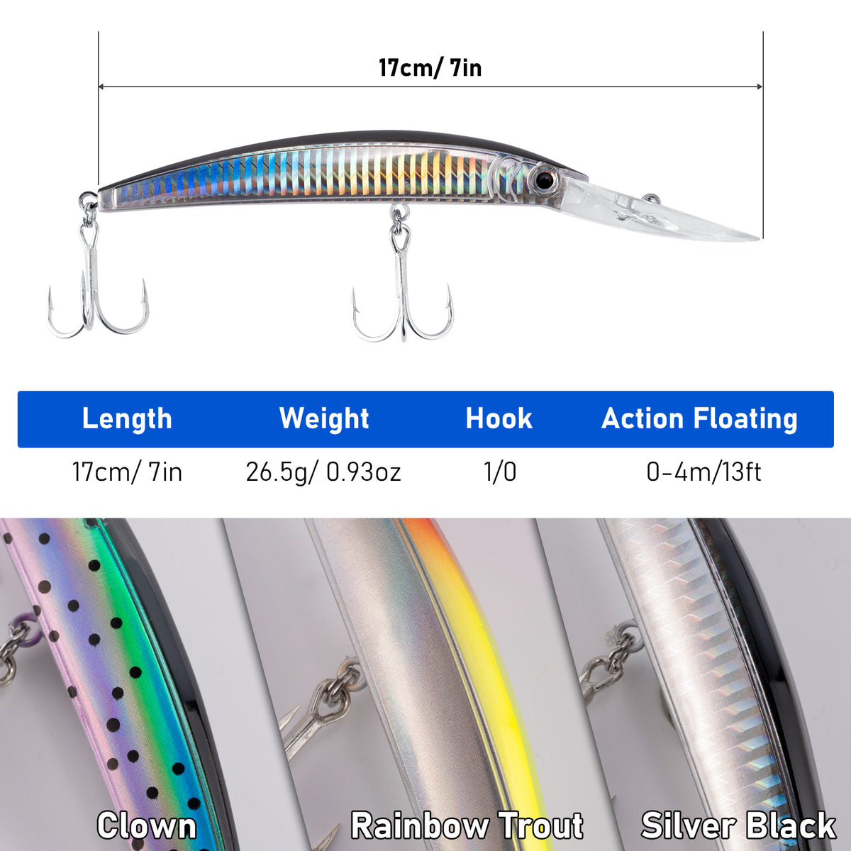 Dr.Fish 3pcs Minnow Jerkbait 7" 0.93oz
