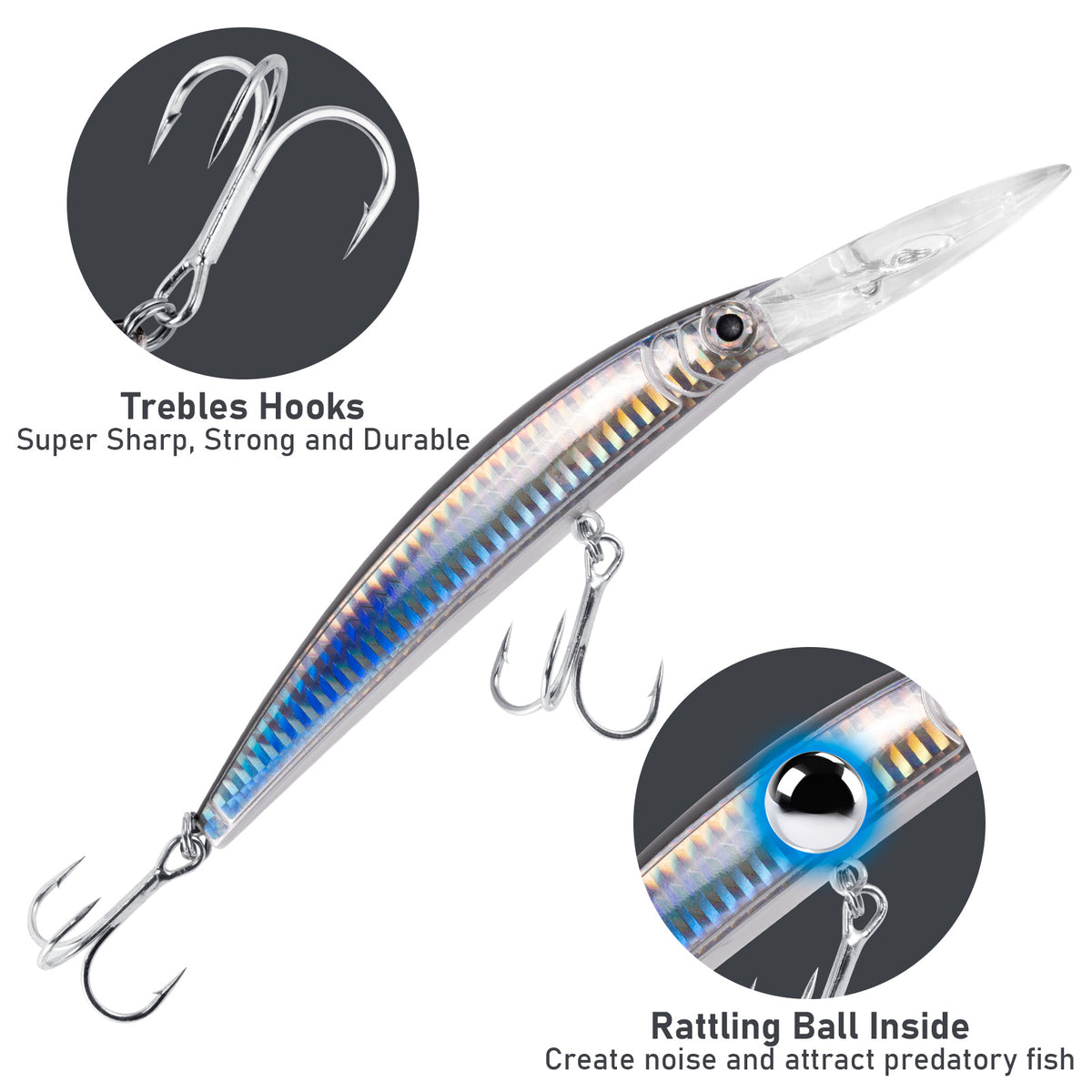 Dr.Fish 3pcs Minnow Jerkbait 7" 0.93oz