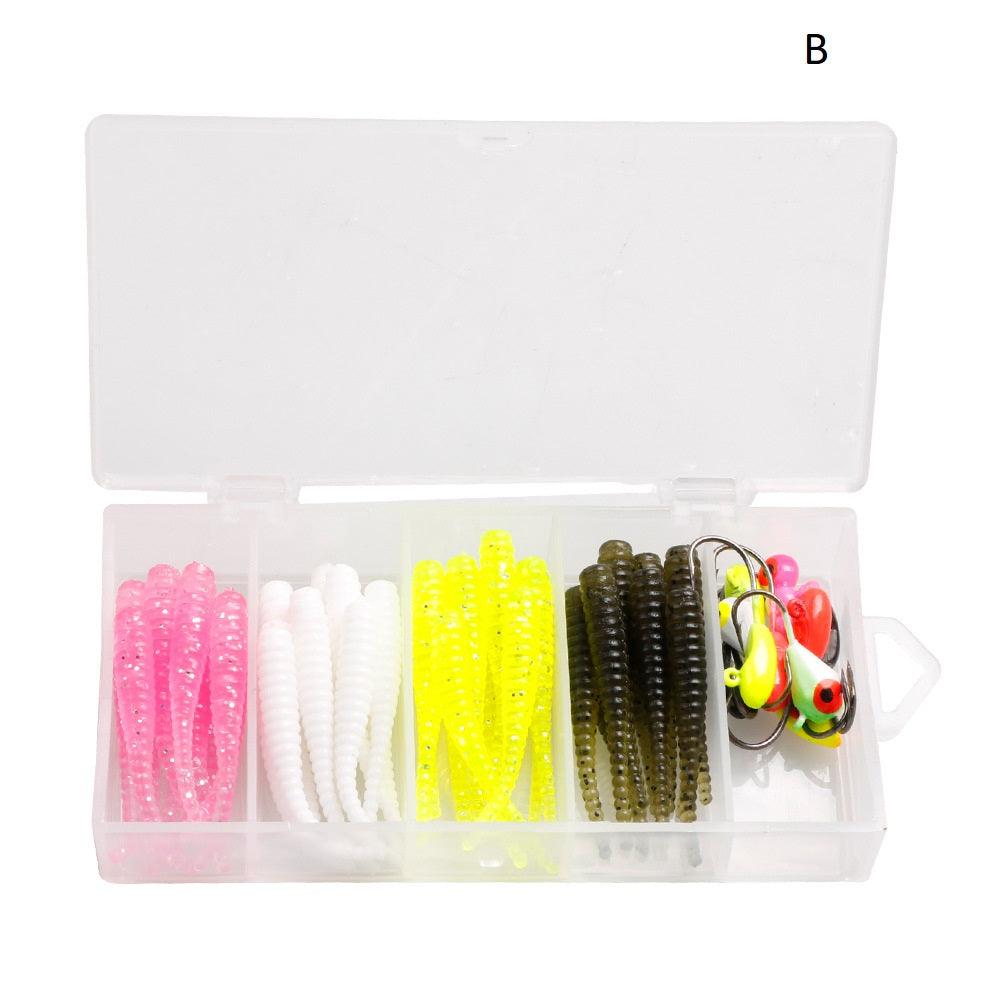 Dr.Fish 50pcs Worm Soft Plastic Lures Kit with Jig - Dr.Fish Tackles