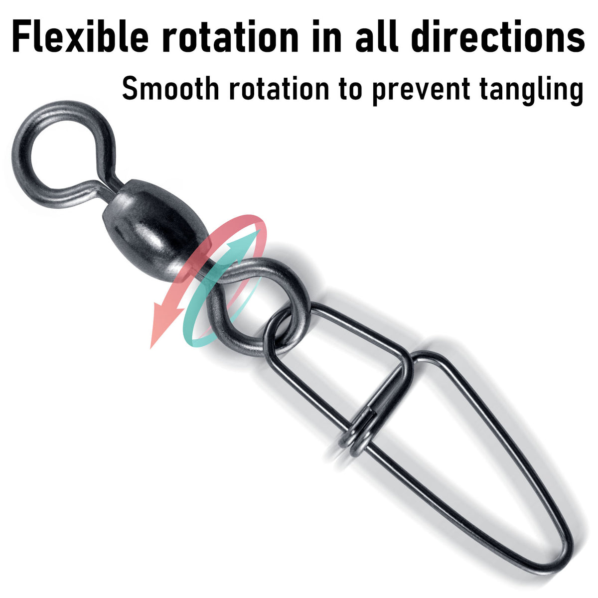 Dr.Fish 50pcs Carabiner Fishing Swivel Snaps #1-4/0