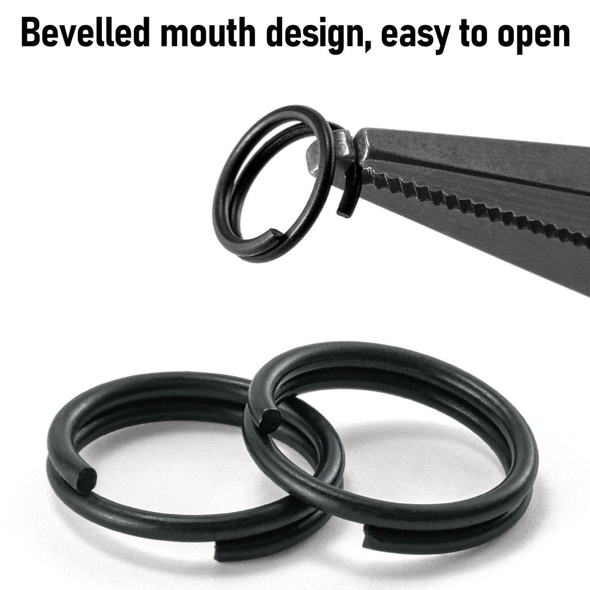 Dr.Fish 50pcs matt black split rings #1-#12 6.6lb-103lb