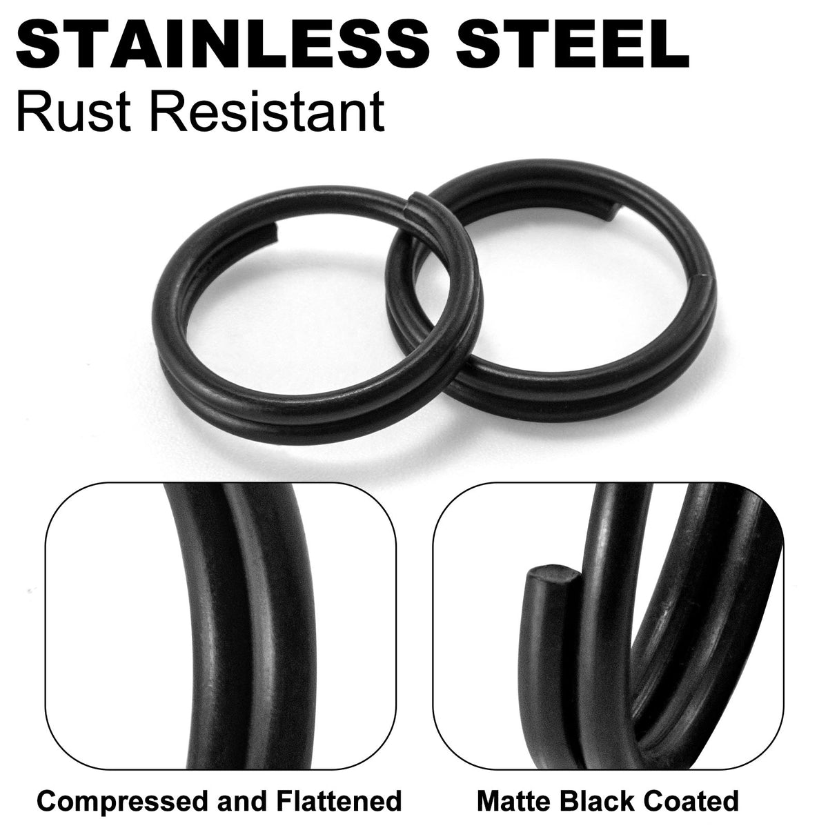 Dr.Fish 50pcs matt black split rings #1-#12 6.6lb-103lb