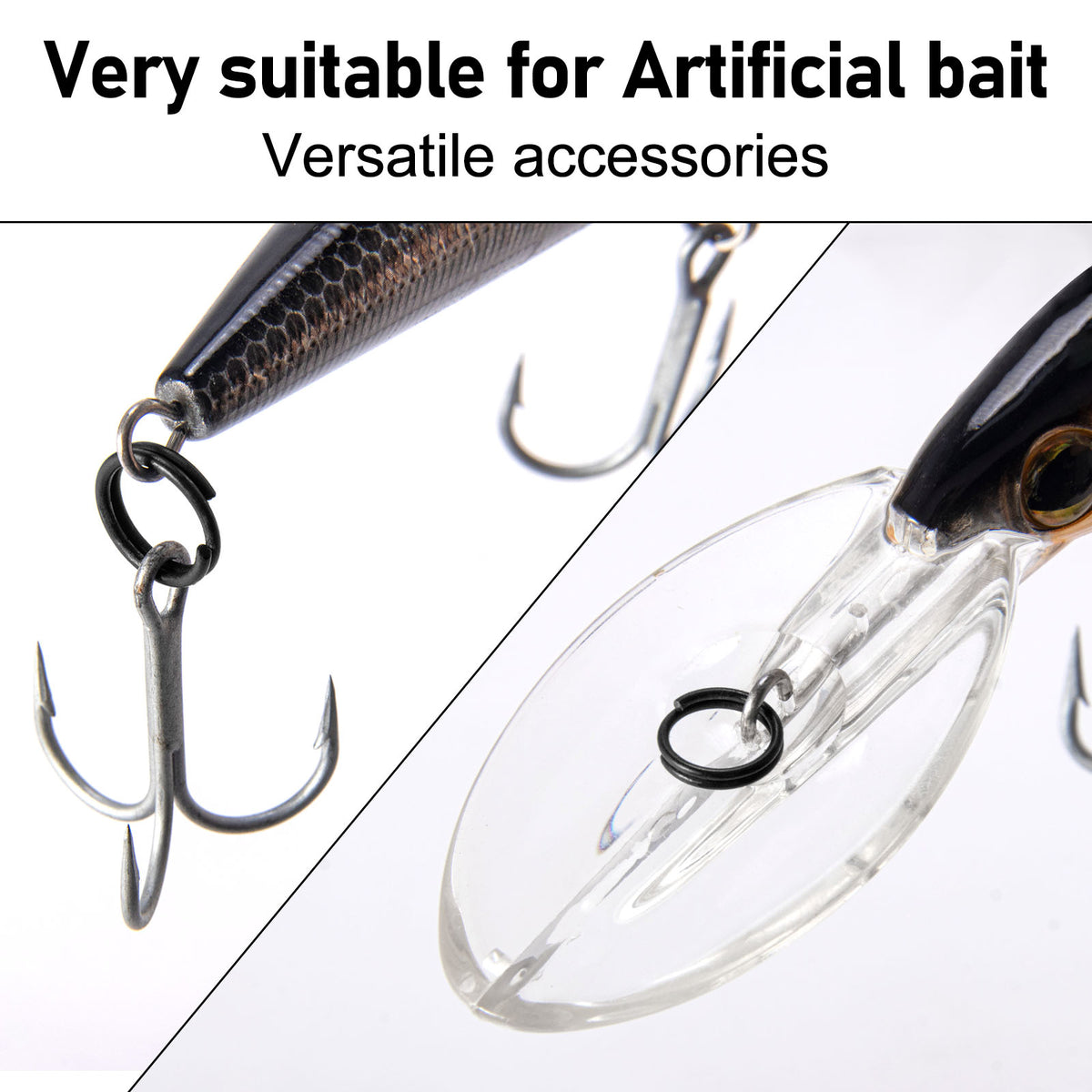 Dr.Fish 50pcs matt black split rings #1-#12 6.6lb-103lb