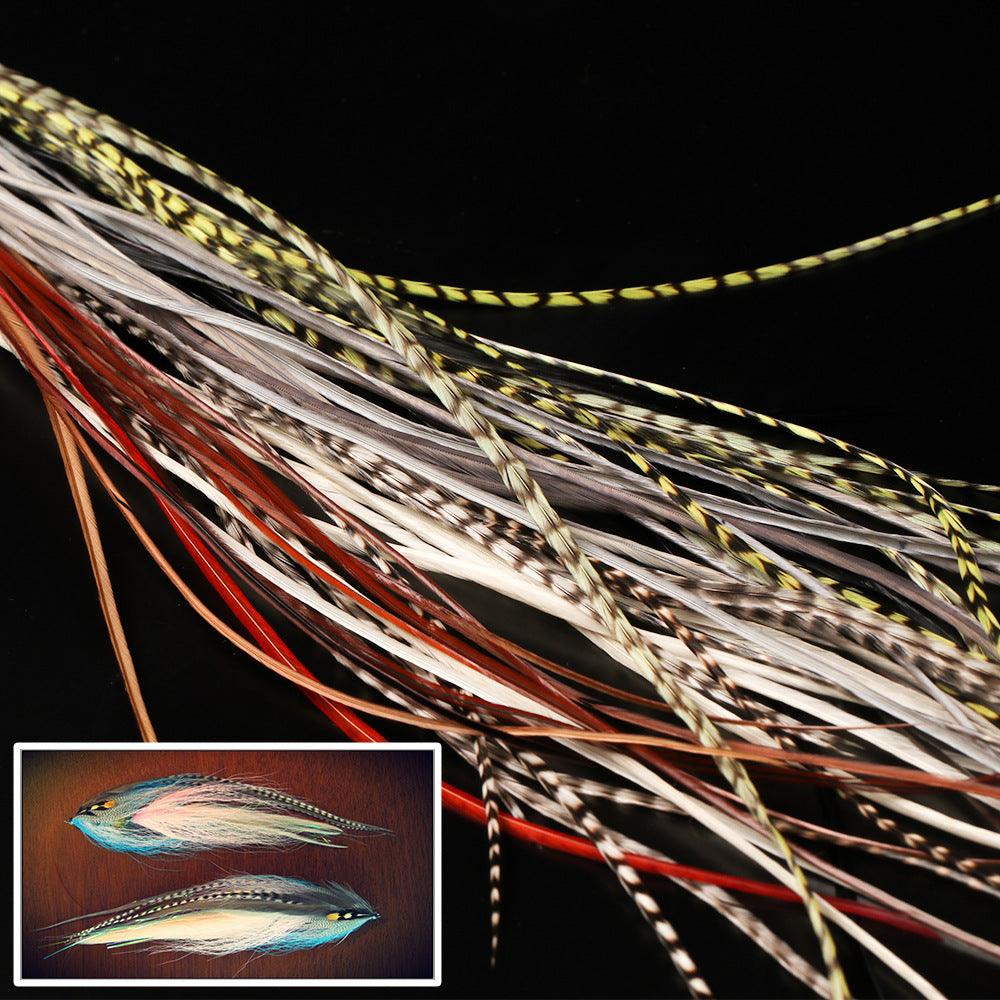 Dr.Fish 5pcs/10pcs Rooster Saddle Hackles Fly Tying Materials  25-32cm (5 colors) - Dr.Fish Tackles