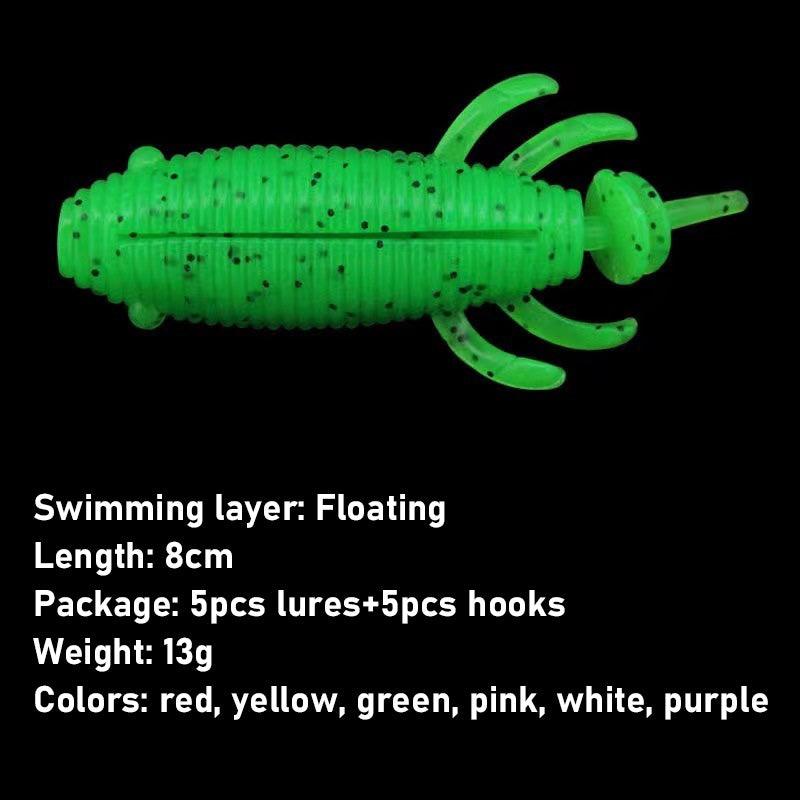 Dr.Fish 5pcs Artificial Insects Soft Plastic Lures 8cm 13g - Dr.Fish Tackles