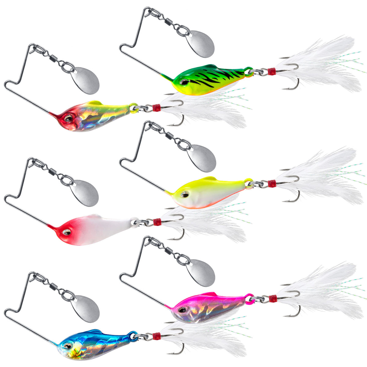 Dr.Fish 6pcs 3D eyes Spinner baits Fishing Lure 1/4oz-1/2oz