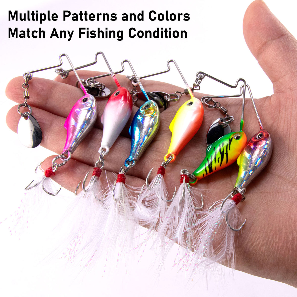 Dr.Fish 6pcs 3D eyes Spinner baits Fishing Lure 1/4oz-1/2oz