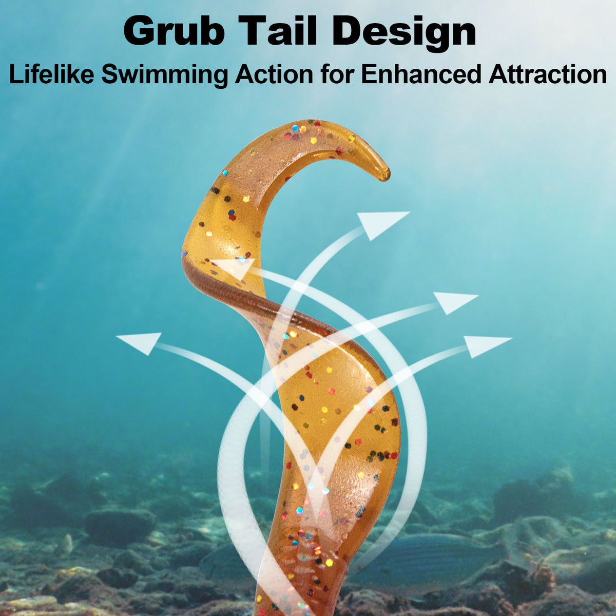 Dr.Fish 8pcs Grub Fishing Lures  2"/2.5"