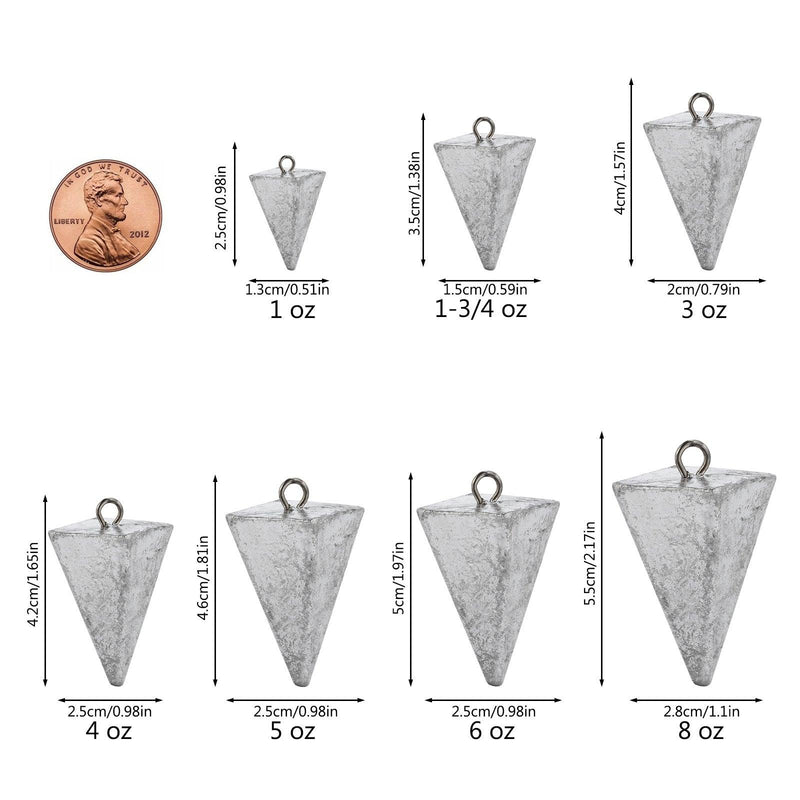 Dr.Fish 5pcs Pyramid Sinkers 1 to 8oz - Dr.Fish Tackles