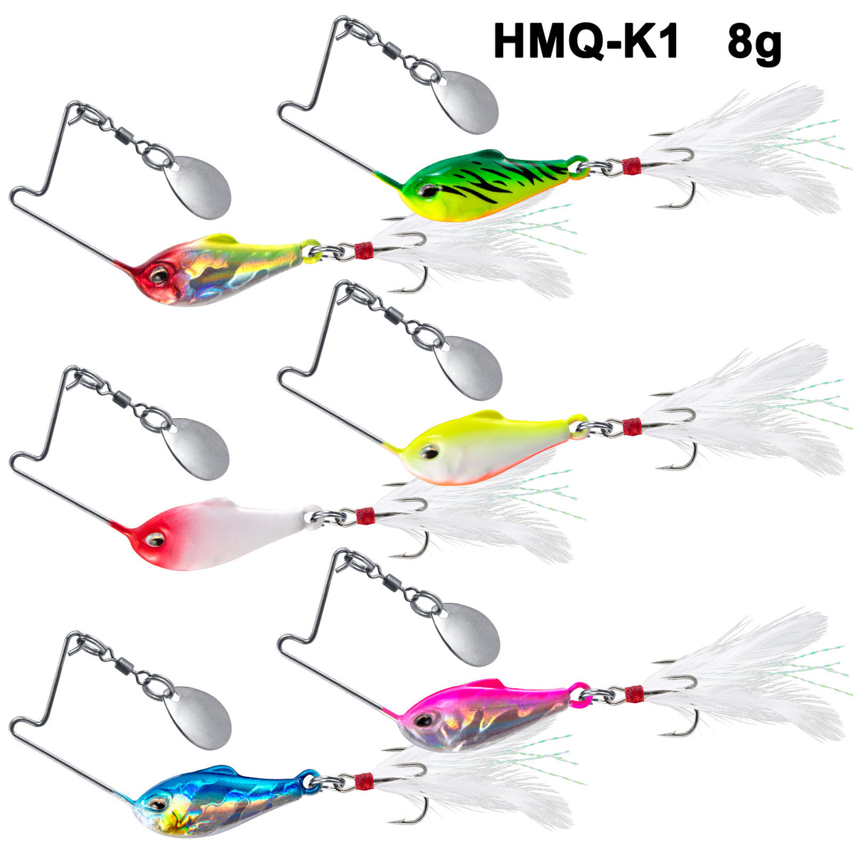 Dr.Fish 6pcs 3D eyes Spinner baits Fishing Lure 1/4oz-1/2oz