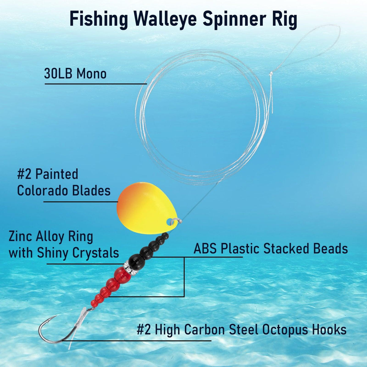 Dr.Fish 5pcs Walleye Spinner Rig Kit 46in 30lb - Dr.Fish Tackles
