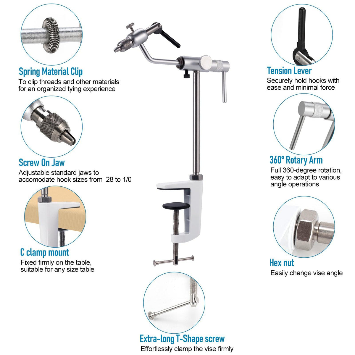 Dr.Fish Fly Tying Vise C-Clamp Mount - Dr.Fish Tackles