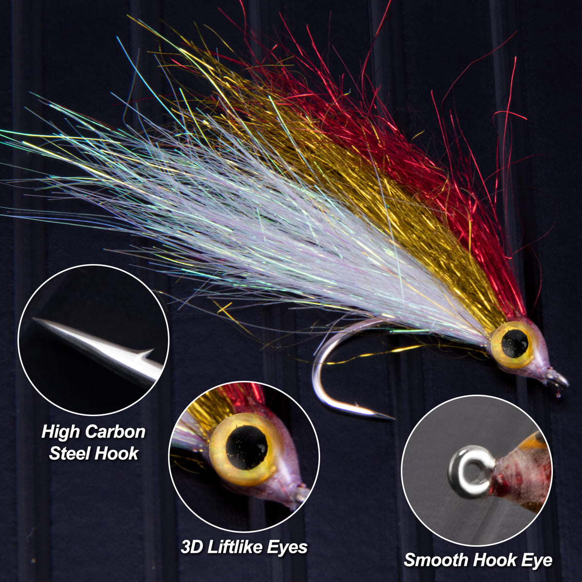 Dr.Fish 6pcs Wounded Minnow Fly Ice Dub