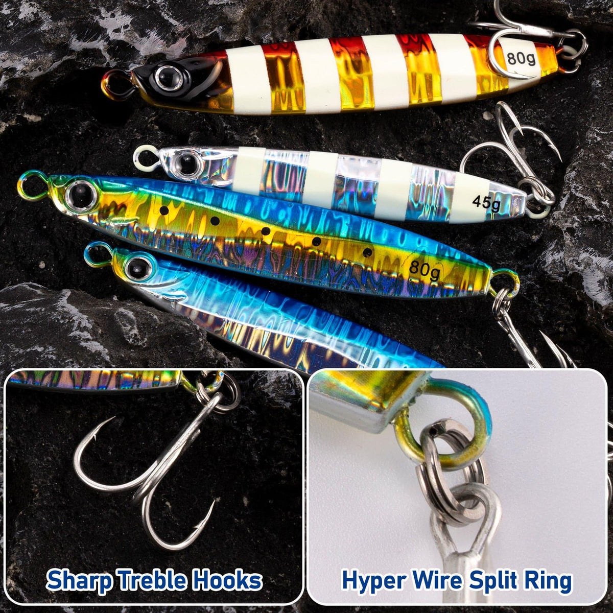 Dr.Fish 3 pcs Long Casting Metal Jigs  45-80g 1.5-2.75oz - Dr.Fish Tackles