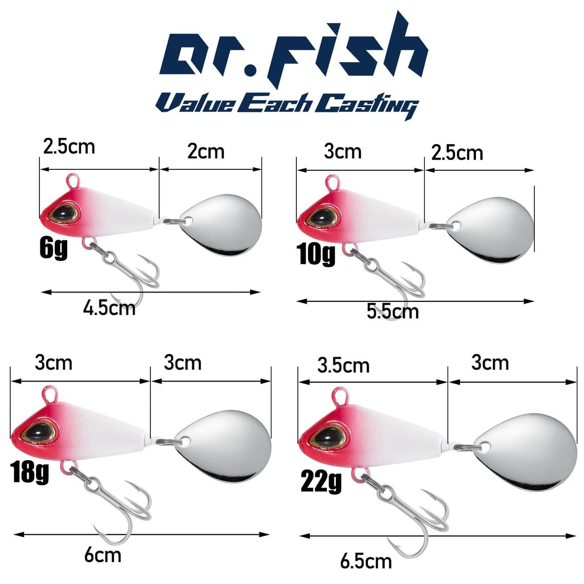 Dr.Fish 5pcs Jig Spinner Fishing Bait 6-22g - Dr.Fish Tackles