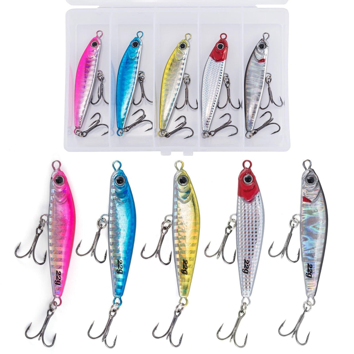 Dr.Fish 5pcs Sinking Diamond Spoon Jig 2.17-2.44'' 1/2-3/4oz - Dr.Fish Tackles