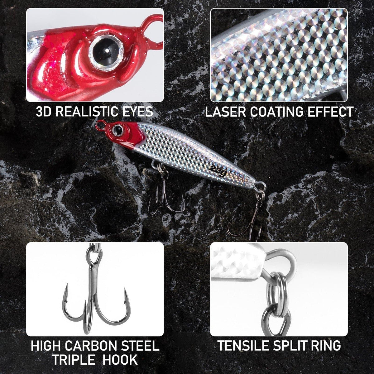 Dr.Fish 5pcs Sinking Diamond Spoon Jig 2.17-2.44'' 1/2-3/4oz - Dr.Fish Tackles