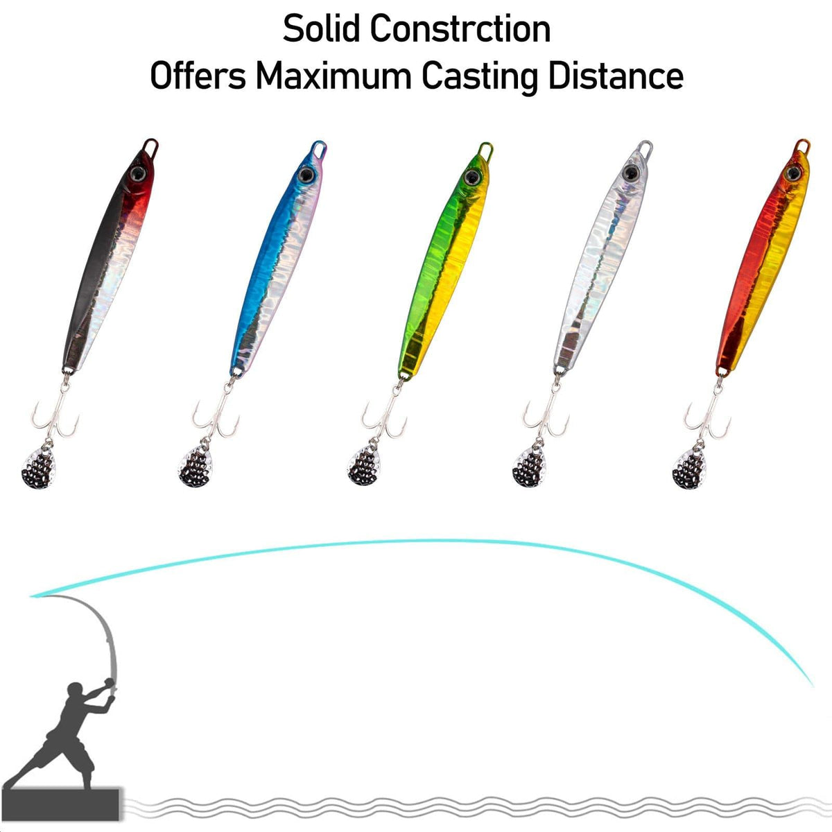 Dr.Fish 5pcs Metal  Spinner Vertical Jigs 3-3.75'' - Dr.Fish Tackles