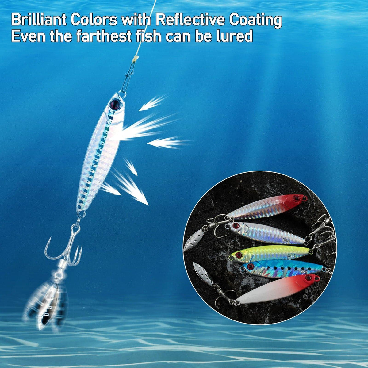 Dr.Fish 5pcs Spinner Blade Vertical Diamond Jig  0.25-1.06 oz - Dr.Fish Tackles