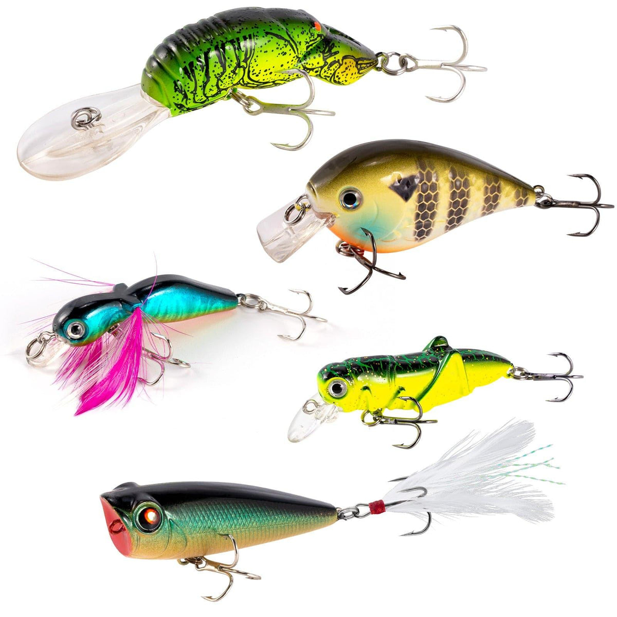 Dr.Fish 5pcs Crankbait Lure kit 1/5oz-3/10oz - Dr.Fish Tackles