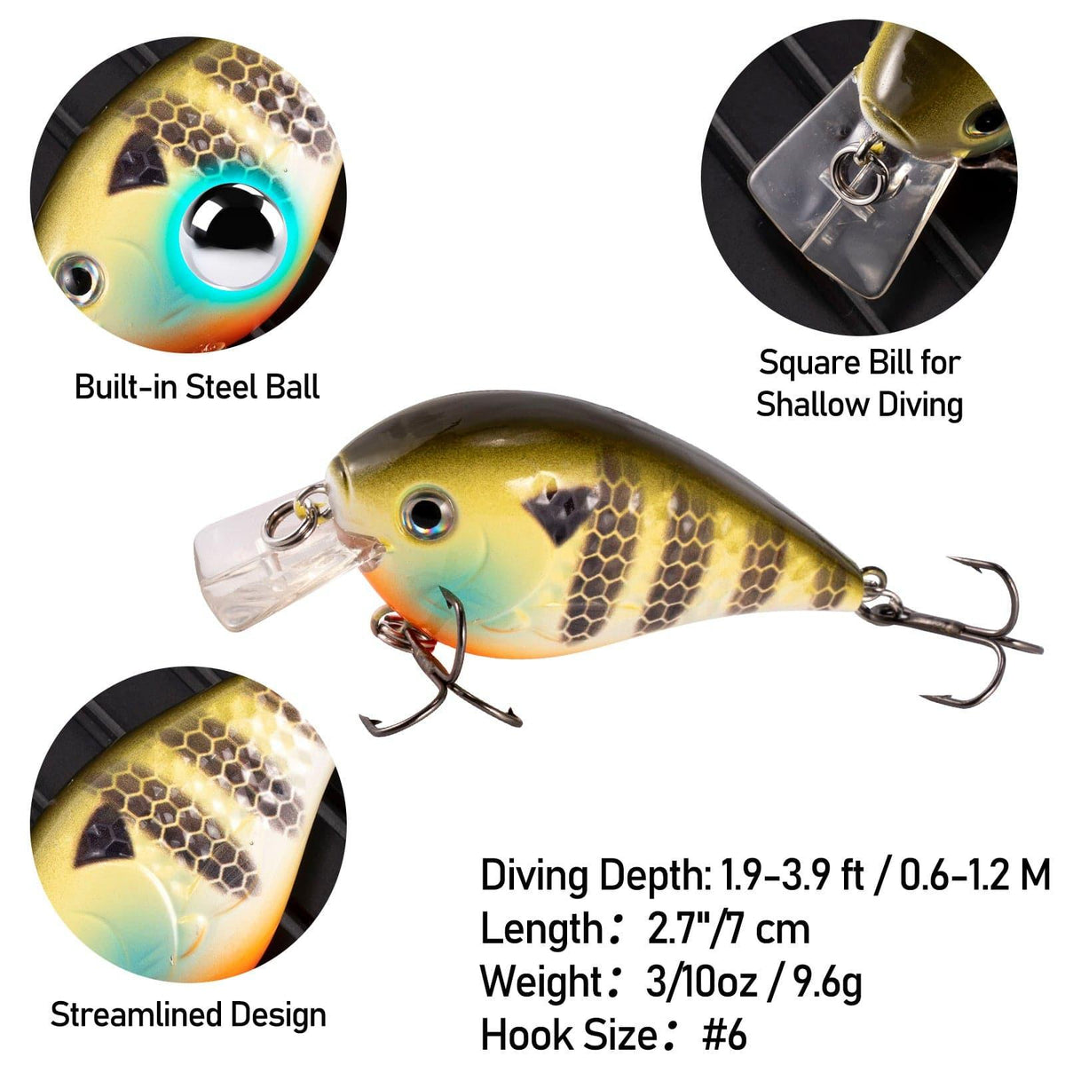 Dr.Fish 5pcs Crankbait Lure kit 1/5oz-3/10oz - Dr.Fish Tackles