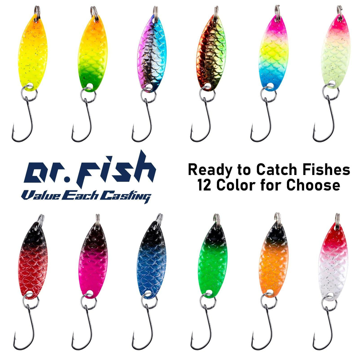 Dr.Fish  12pcs Spoons Spinners Lures Kit - Dr.Fish Tackles