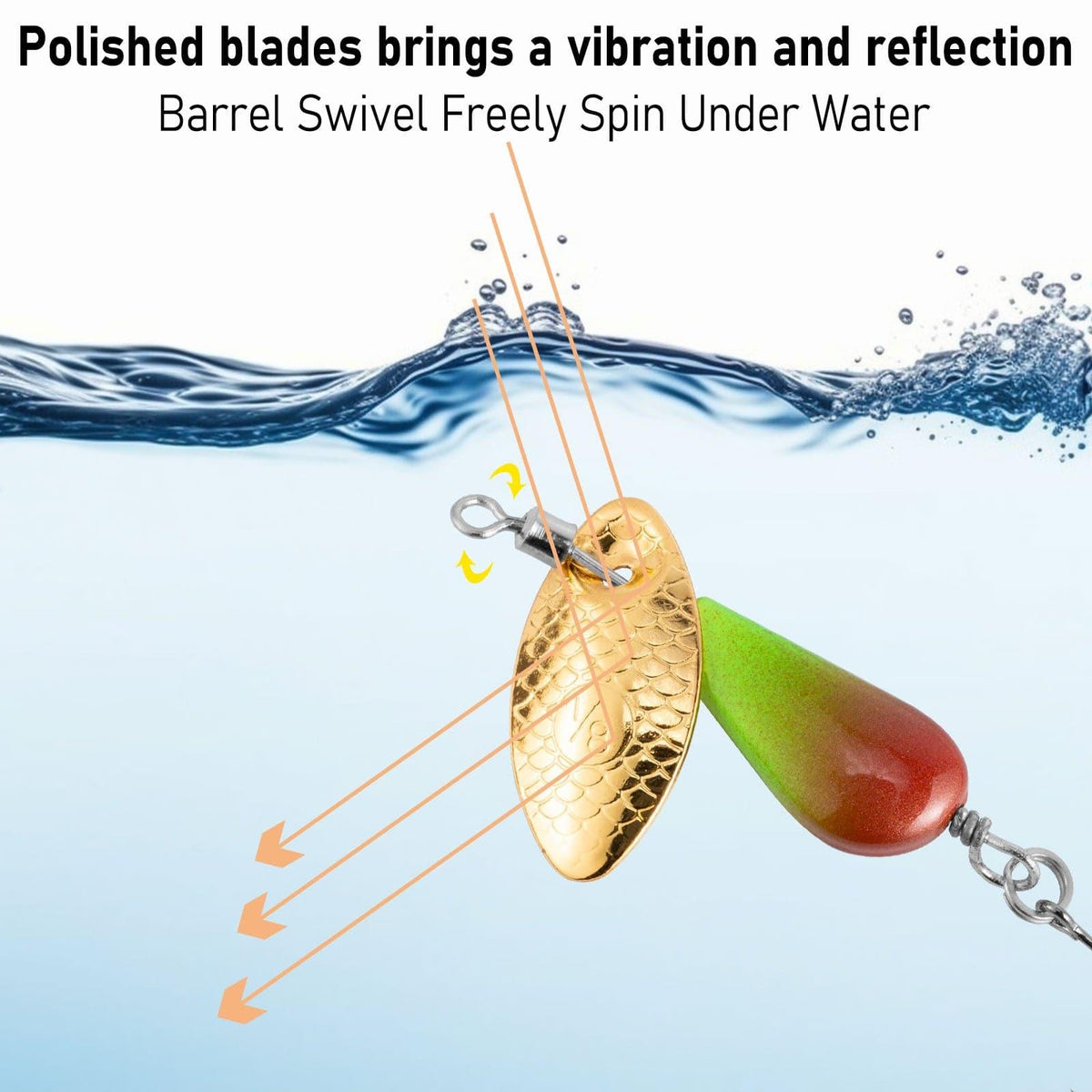 Dr.Fish 5pcs Spinner Blades with Hook(single or treble)  1/8-1/4oz - Dr.Fish Tackles