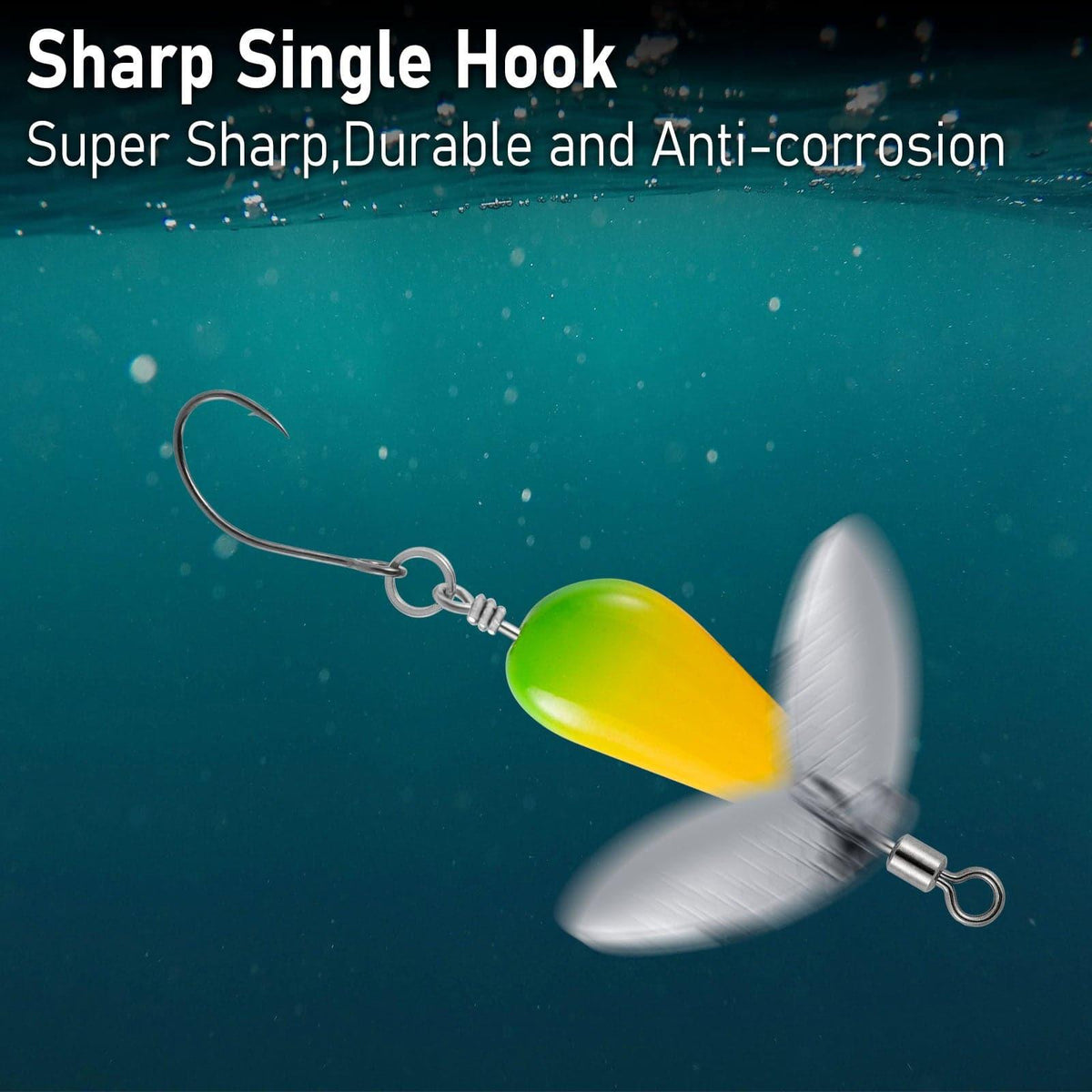 Dr.Fish 5pcs Spinner Blades with Hook(single or treble)  1/8-1/4oz - Dr.Fish Tackles