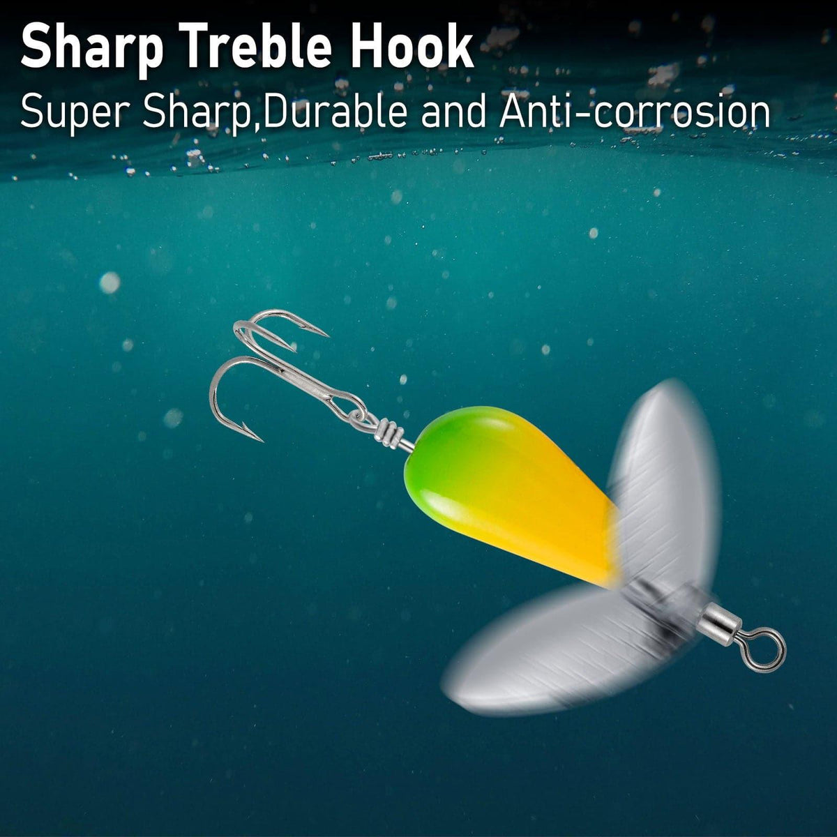 Dr.Fish 5pcs Spinner Blades with Hook(single or treble)  1/8-1/4oz - Dr.Fish Tackles