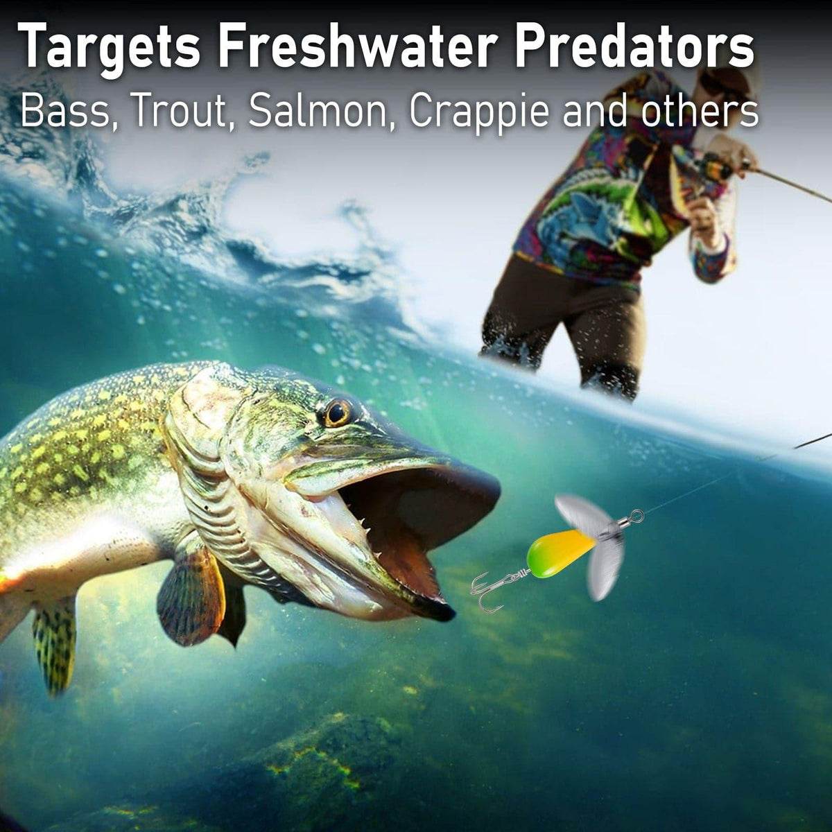 Dr.Fish 5pcs Spinner Blades with Hook(single or treble)  1/8-1/4oz - Dr.Fish Tackles