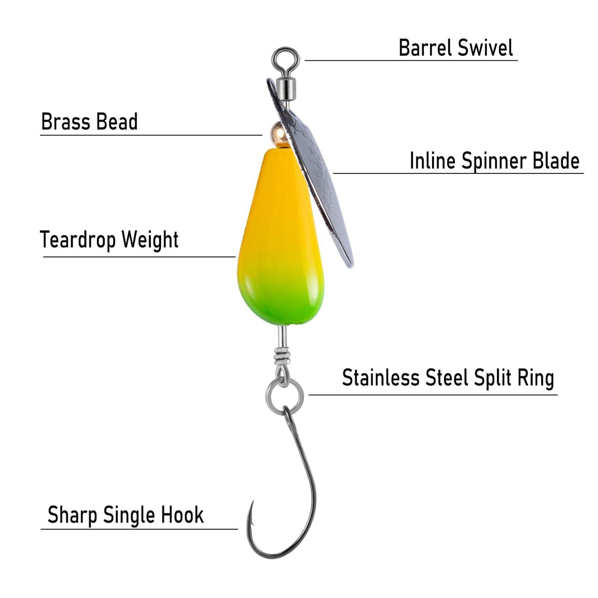 Dr.Fish 5pcs Spinner Blades with Hook(single or treble)  1/8-1/4oz - Dr.Fish Tackles