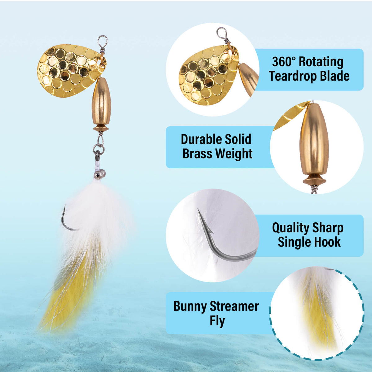 Dr.Fish 5pcs Bunny Streamer Spinner Lures Kit