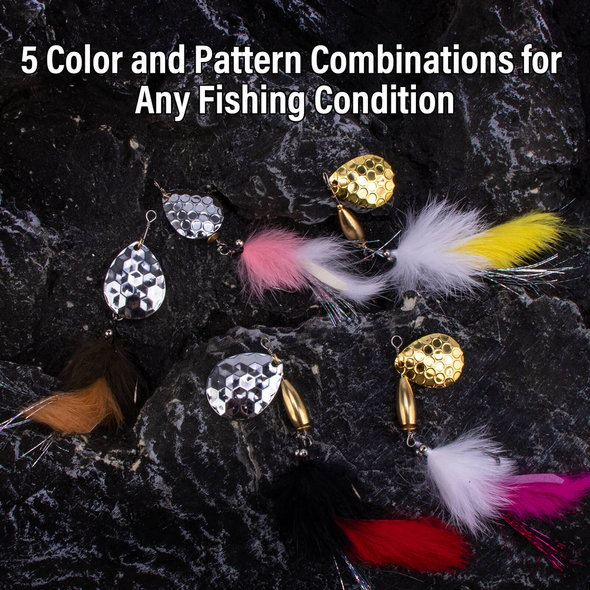 Dr.Fish 5pcs Bunny Streamer Spinner Lures Kit