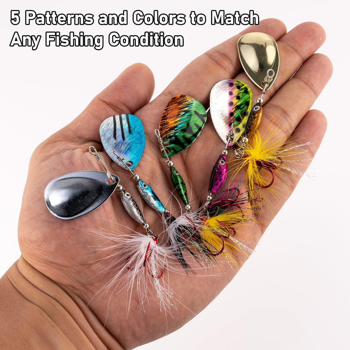 Dr.Fish 5pcs Inline Spinners BaitRooster Tail Lures kit - Dr.Fish Tackles