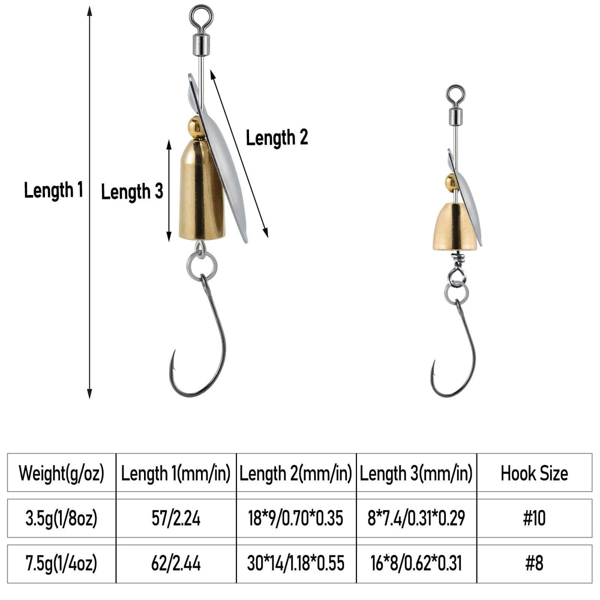 Dr.Fish 10pcs  Spinnerbait Lures Kits   2.44'' 1/4oz - Dr.Fish Tackles